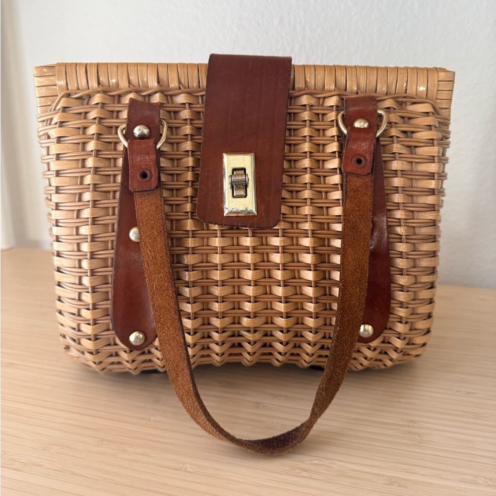 Vintage Woven Rattan Handbag Purse